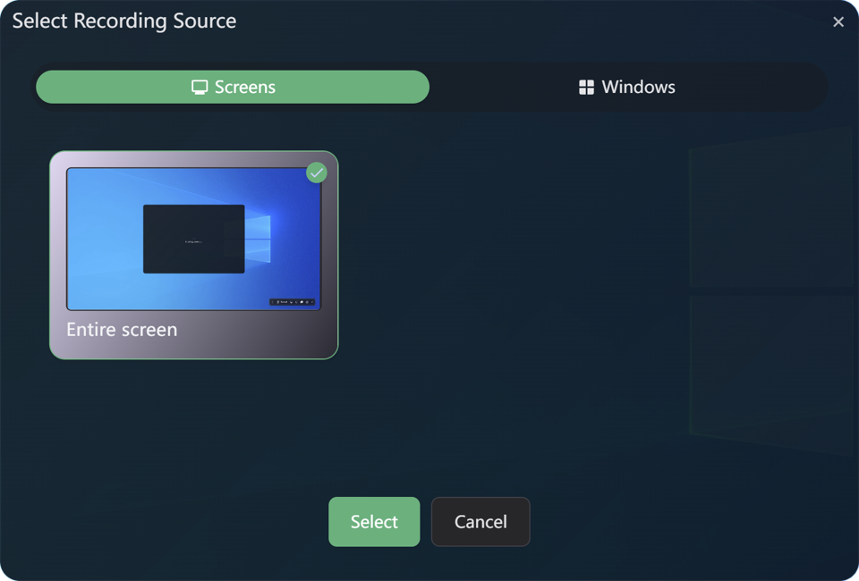 在 ZD 会议录屏器中选择录制来源